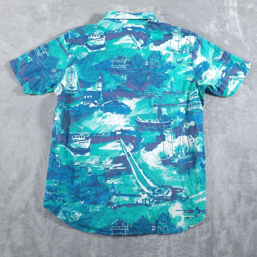 Columbia Shirt Mens Large Rapid Rivers Blue Green Sailboat‎ Lighthouse Print - Picture 8 of 8